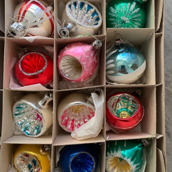 Vintage Indent Glass Christmas Ornament Set - Picture 1 of 1